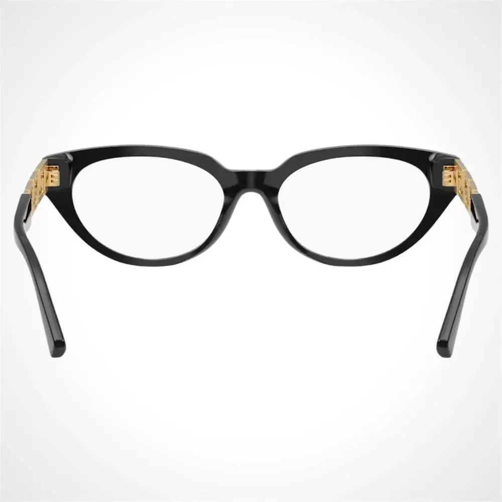 New VERSACE Glasses Black Cat Eye Eyeglasses Gold Rx-able
